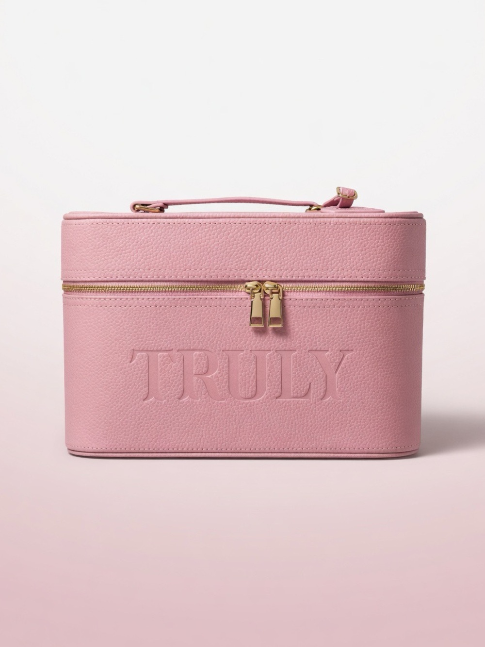 Truly Beauty Women's Vegan Leather St Tropez Luxury Travel Trunk Pink w Dust Bag